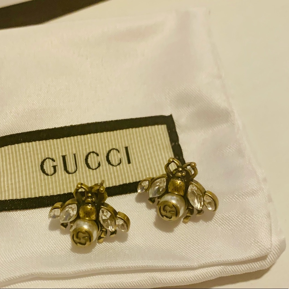 Gucci Bee earrings / Stud with crystals - Picture 2 of 8